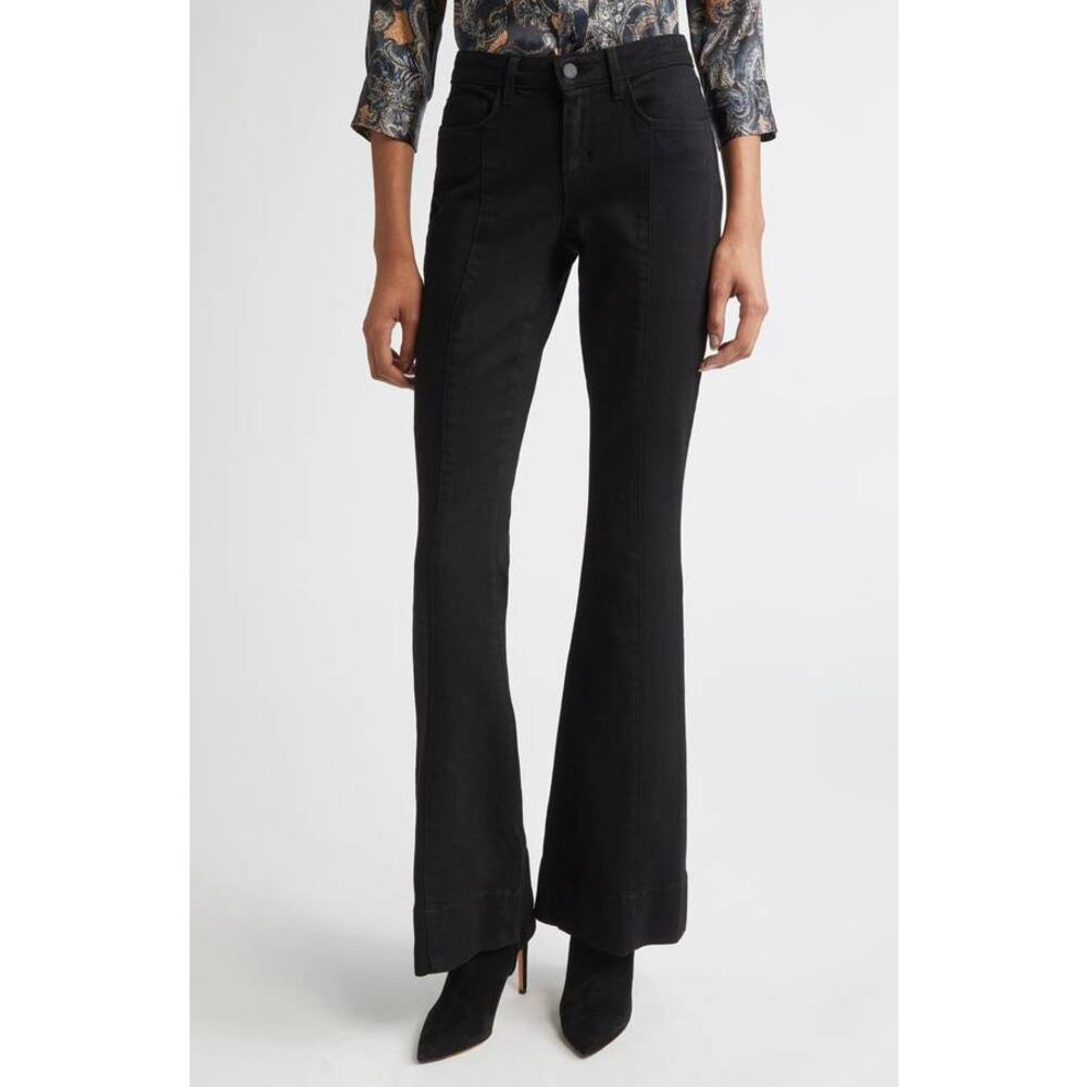 L'AGENCE  Lenora Front Seam Flare Leg Jeans in Black 31